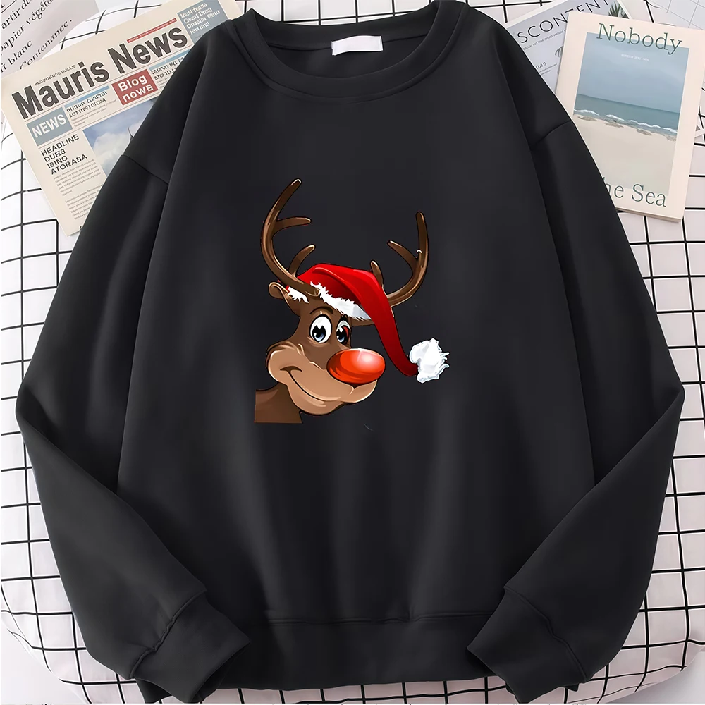 Kerst Elanden Print Dames Hoodies Herfst Winter Vrolijk Kerstfeest Lange Mouw Pullover Casual Sweatshirt Ronde Hals Unisex Tops