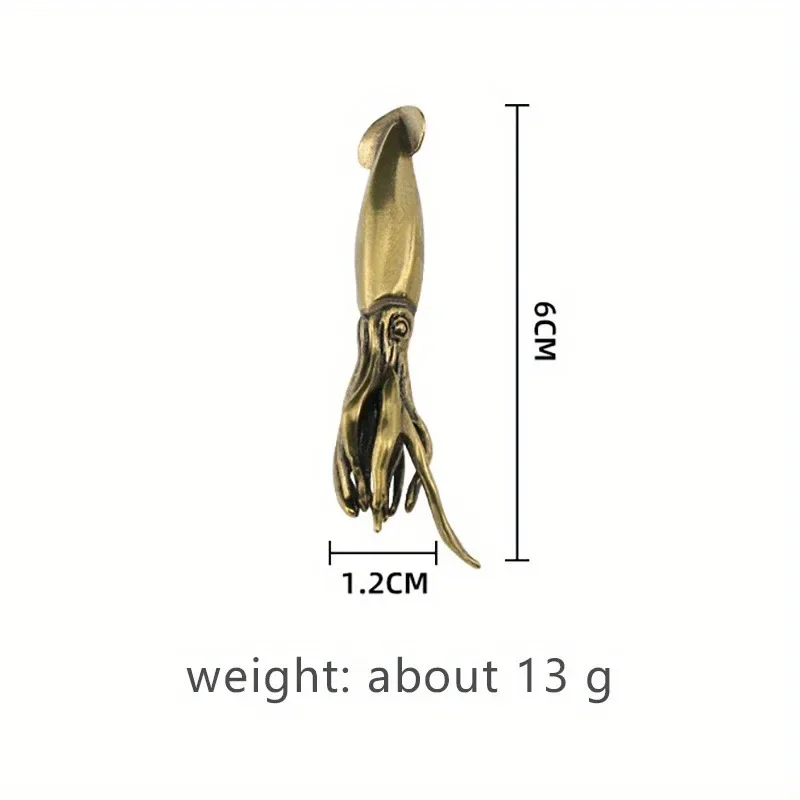 1PC Brass Squid Cuttlefish Mini Decorative Figurines Cute Marine Animals Desk Decoration Craft Collection Souvenirs Home Decor - Image 3