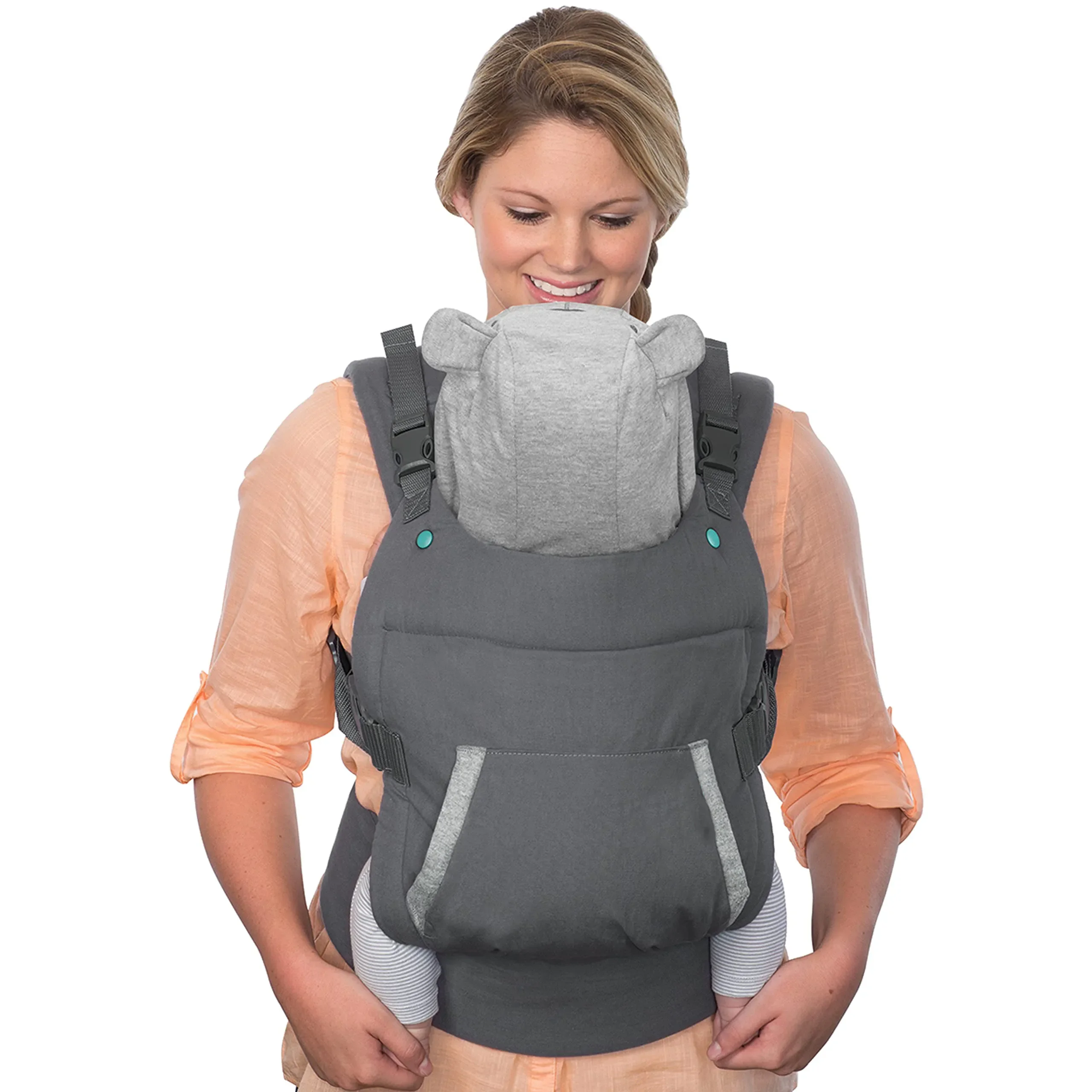 Ergonomic Bear-themed Cotton Baby Shoulder Strap Carrier with Hat Multifunctional Portable Detachable Breathable Baby Carrier