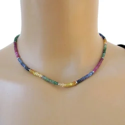 Yellow & Blue Sapphire Gemstone Beaded Necklace