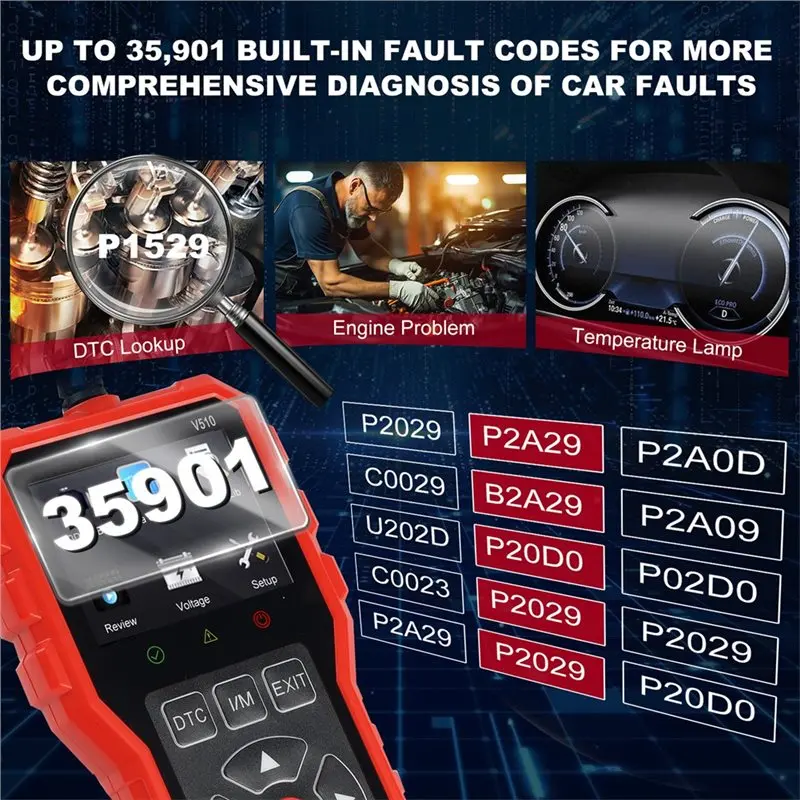 A82M-V510 Automotive Diagnostic Tool For Car Fault Analyzer Engine Fault Reading, OBD2 Compatible