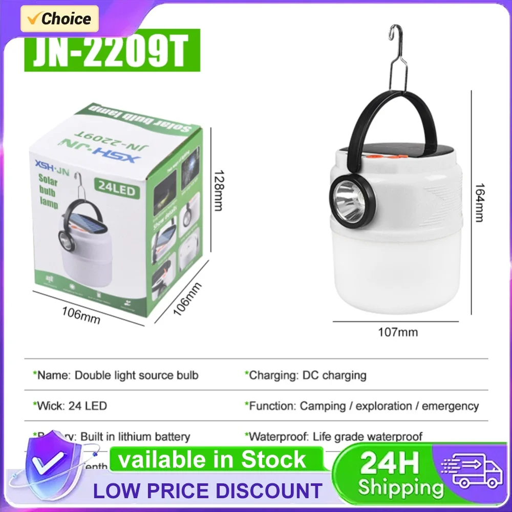 LED Solar Portable Lantern Waterproof Hanging Garden Decoration Lamp Dimmable with Hook USB Rechargeable Outdoor Travel Lighting
