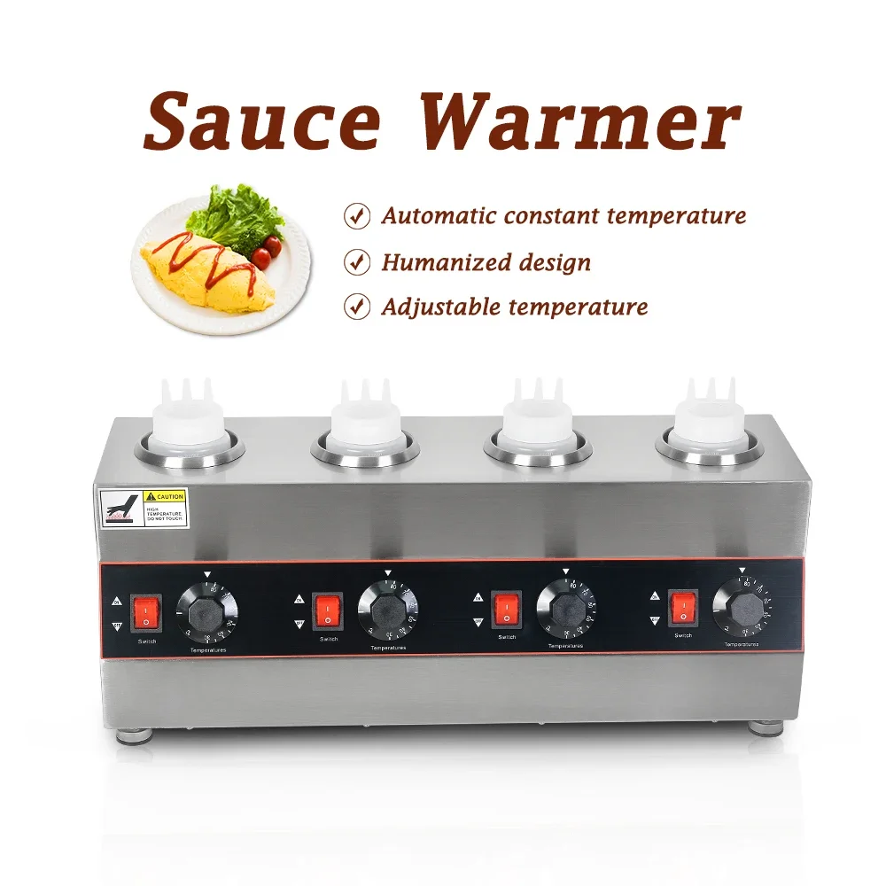 LXCHAN Commercial Chocolate Heater Sauce Warmer Sauce Insulation Machine 1/2/3/4 Bottles Soy Jam Heater Filling Machine