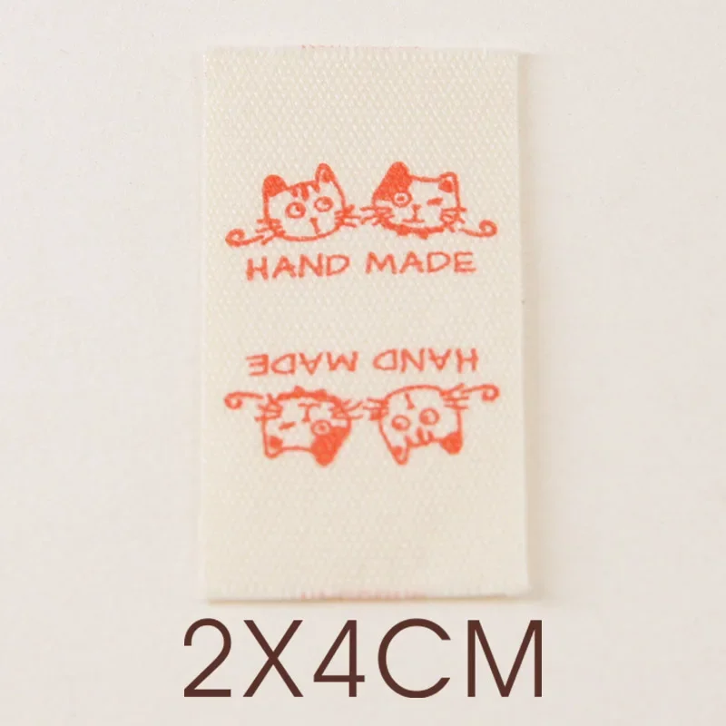 Spot handmade cloth label, red cat love symmetrical leaves, dogs, pure cotton labels, accessories, sewing, DIY side labels