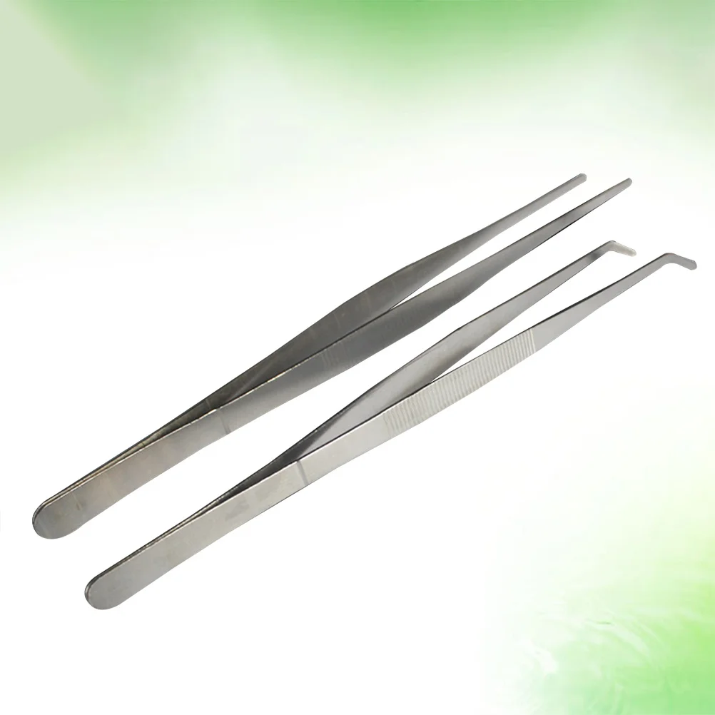 2 قطعة ملاقط تغذية بزاوية من الفولاذ المقاوم للصدأ مستقيمة منحنية من حشرات الزواحف للتعامل مع أدوات خياطة الملابس الطبية ذاتية الصنع #2