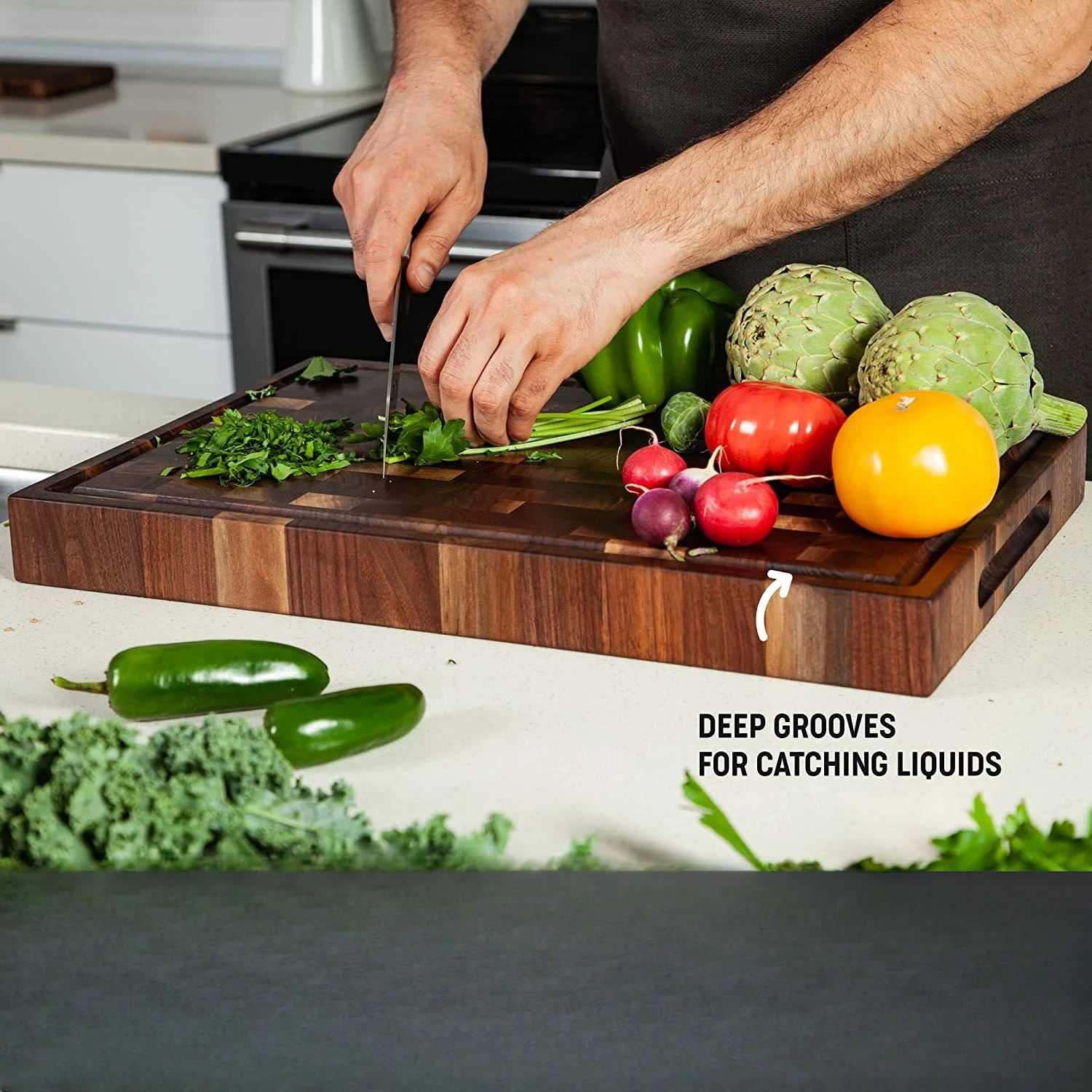 Black walnut high-end fruit cutting board, wooden cut pizza steak breadboard