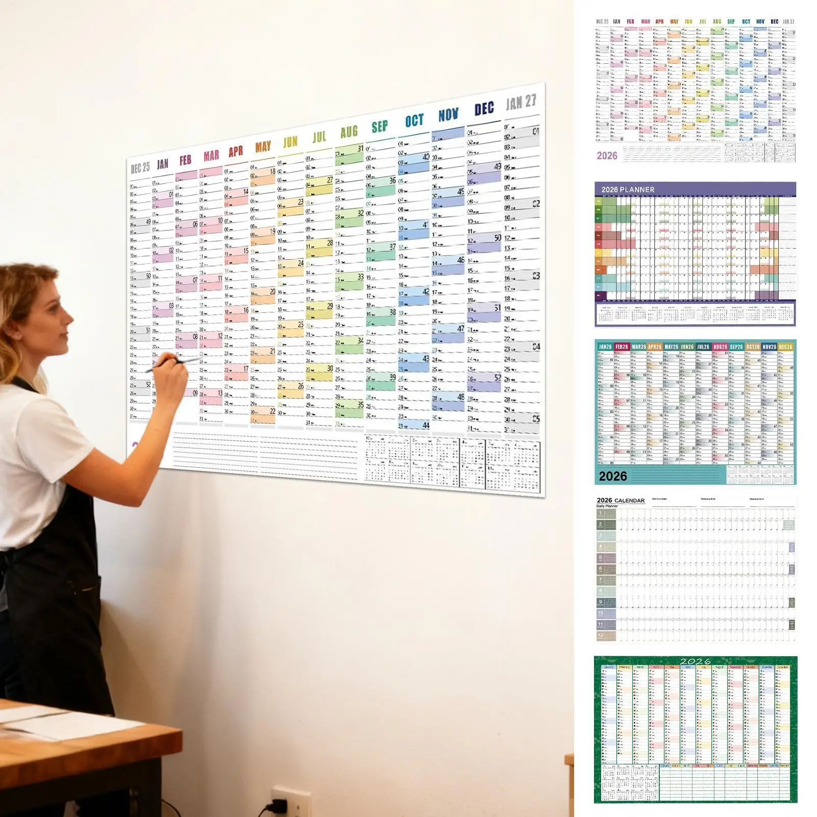 Calendario de Pared 2026 con Pegatinas, Planificador Grande, Organizador para el Hogar y la Oficina, Herramienta de Gestión del Tiempo