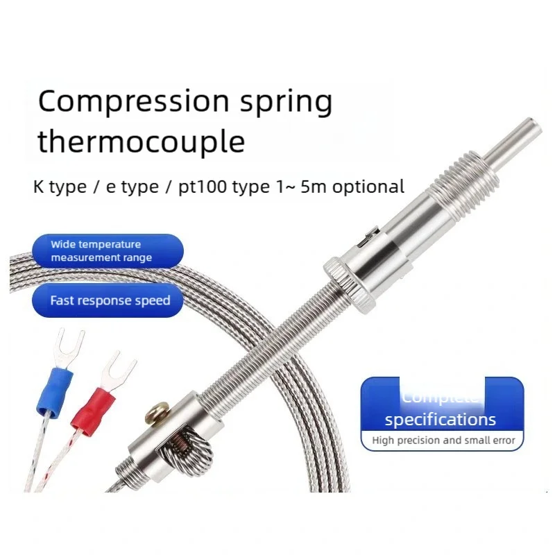 M12 compression spring thermocouple K E type PT100 1/2/3/4/5M Probe temperature sensing Cable temperature sensor/controller