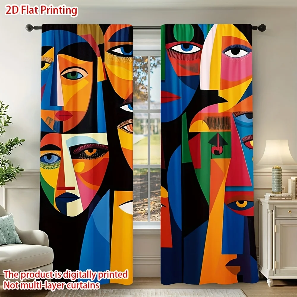 Abstract Pop Art Digital Print Curtain Panels Colorful Modern Geometric Curtains Polyester Material Home Decor Window Dressing f