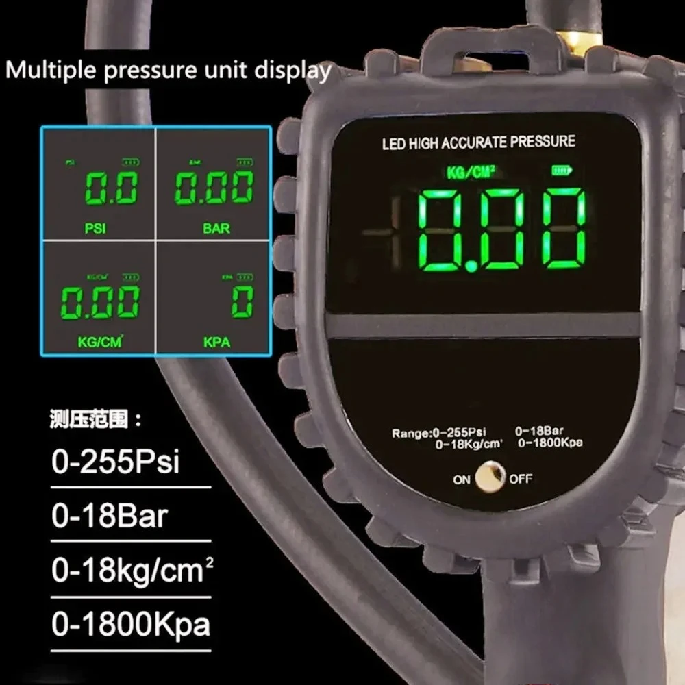 Type‑C Rechargeable Digital Tire Inflation Gun Car Tyre Pressure Monitor Fast Inflator Deflation Gauge
