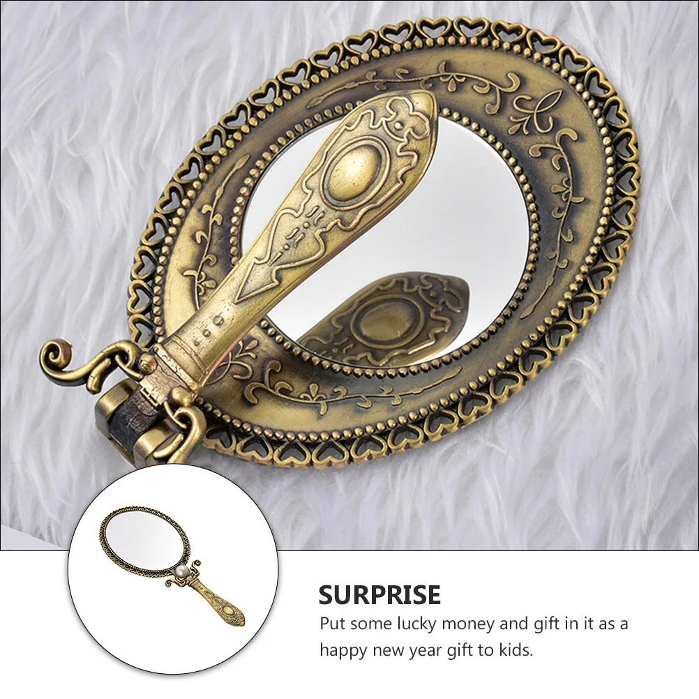 1 stuks draagbare opvouwbare make-upspiegel retro compacte reisspiegel met dubbelzijdig zakformaat