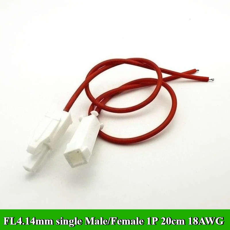 

10Pcs FL4.14mm Single head Male/Female 1P/2P/3P/4P/6P/9P Plug Socket Connector Terminal Wire Length 20cm 18AWG Electronic Wire