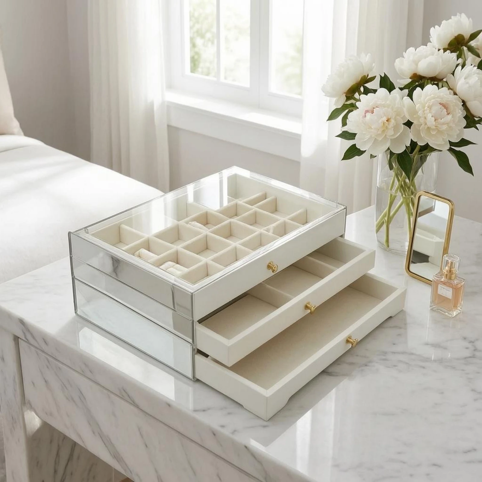 drawer-jewelry-box-compact-jewelry-organizer-box-clear-storage-drawers-easy-to-clean-stackable-storage-bins-chemical-free-safe
