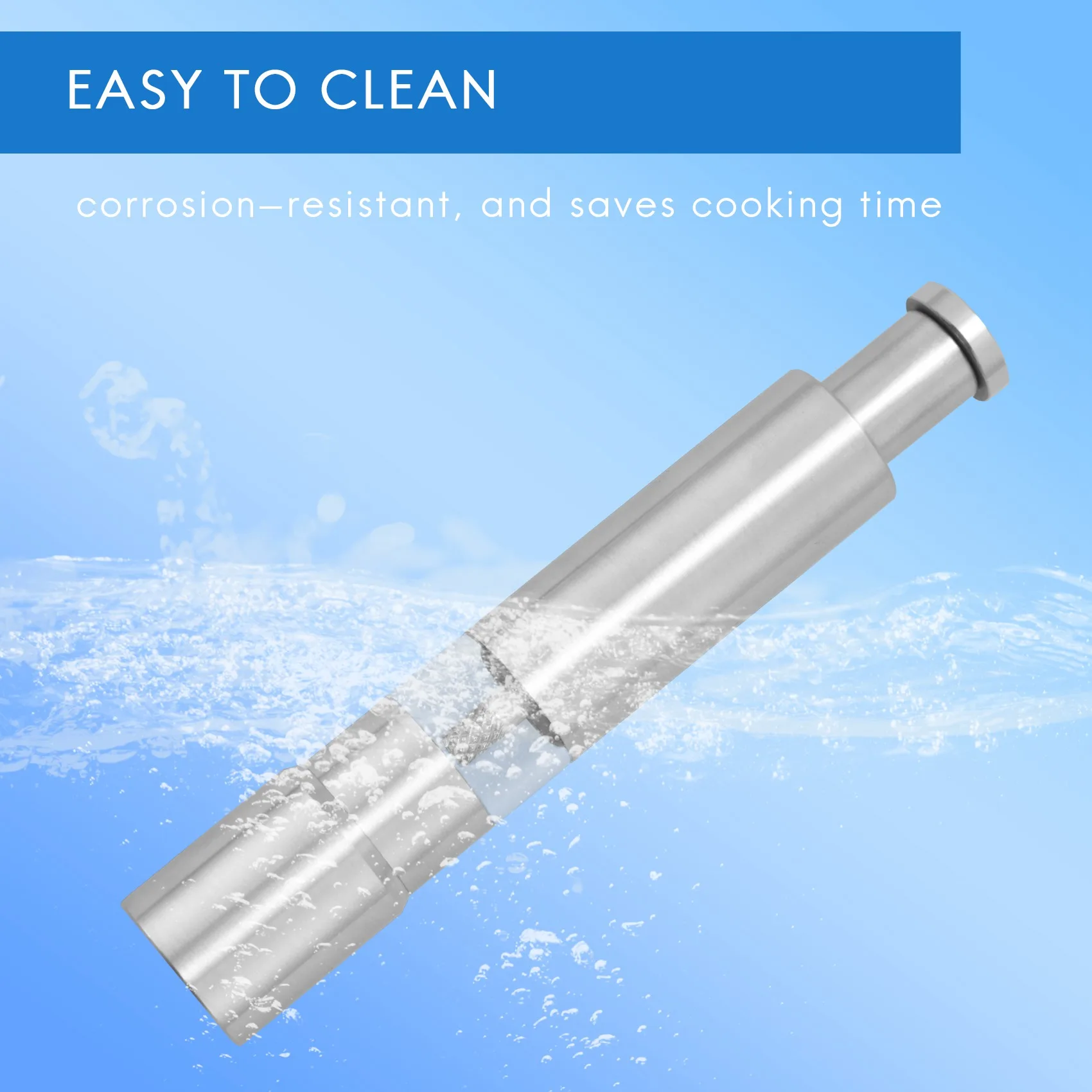 ABVJ-Salt And Pepper Grinder Set Of 2, Pepper Mill Stainless Steel Salt Shaker Push-Button Manual Glass Salt And Pepper Set