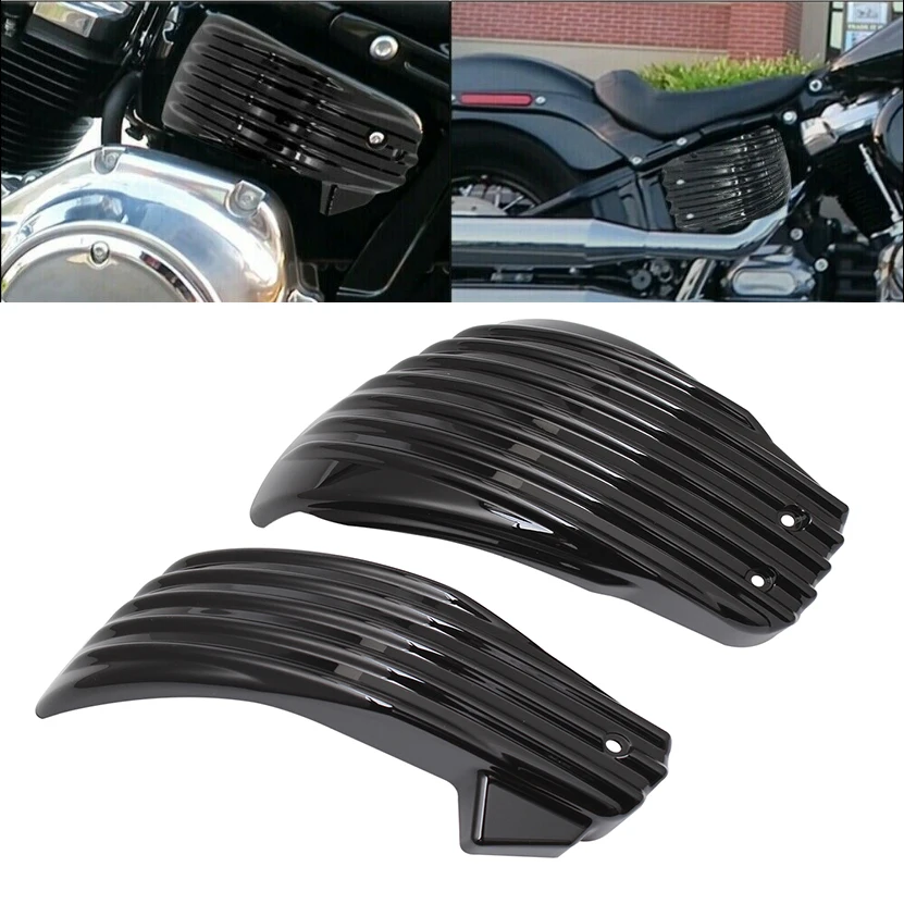 

Gloss Black Motorcycle Stripe Battery Side Covers Fairing For 2018-2021 Harley M8 Softail Slim FLSL FLDE 107 FLHCS 114