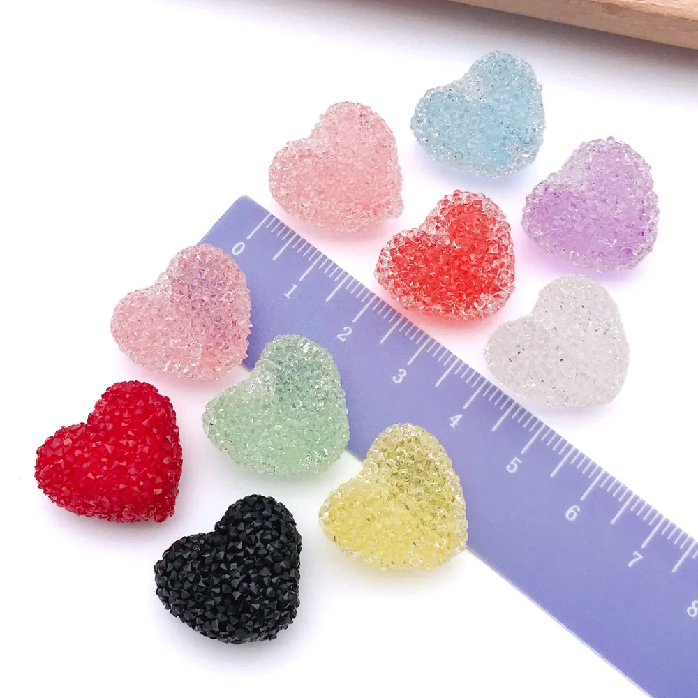 10pcs Colorful Candy Sugar Heart Diy Square Beads Straight Hole Beads Handmade DIY Bracelet Jewelry Accessories Making Materials