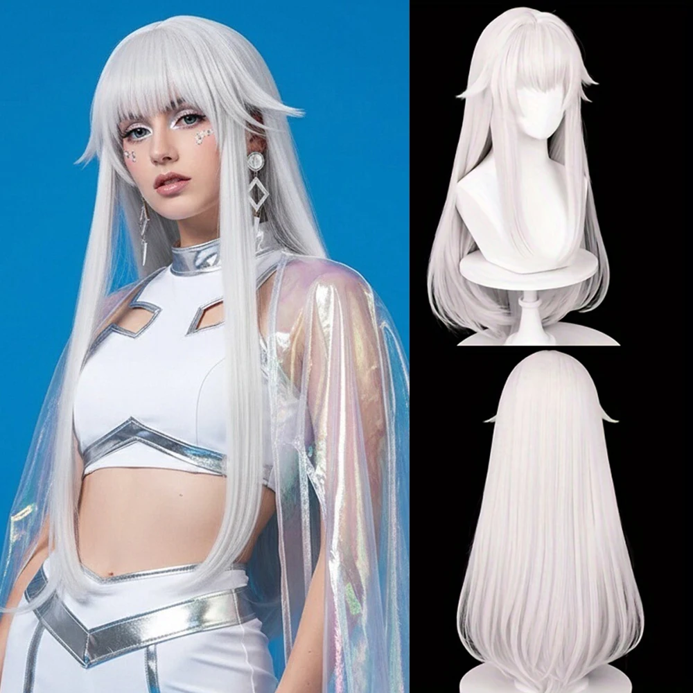 

Honkai: Star Rail Clara Парики Длинные синтетические прямые белые накладные волосы с челкой для женщин Косплей Игровая вечеринка Термостойкий парик