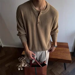 Old Money Style Gray Round Neck Pullover Knitted Sweater Men's Spring and Autumn Trendy Brand High-end Casual Thread Jacket
