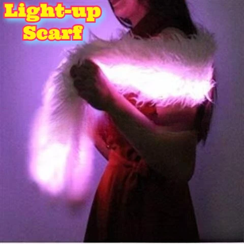 توهج الظلام LED وشاح رقيق الشتاء الدافئ وشاح تضيء يمكن ارتداؤها التكنولوجيا ليلة نادي الهذيان عيد الميلاد حزب الأزياء التبعي أحدث #1