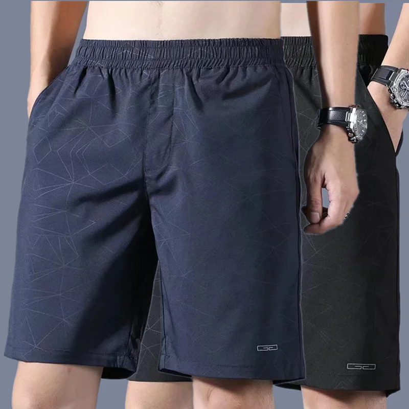 

Men's Summer Ice Silk Qui Dry Thin Casual Sports Loose Beach orts Five-Quarter Length Youth Faion Straight Leg Pants