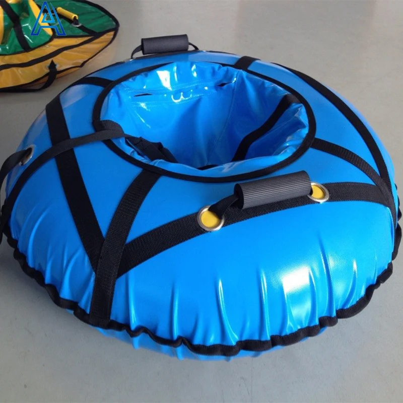 

High quality durable round PVC inflatable snow board snow tube water ski slide sled ring toy environmental