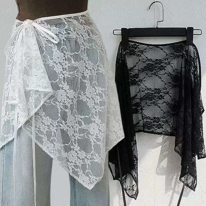 Irregular Hem French Lace Half Skirt Layering Shirt Extender Elegant Lace Underskirt Deco Accessory for Ladies Travel Daily Wear