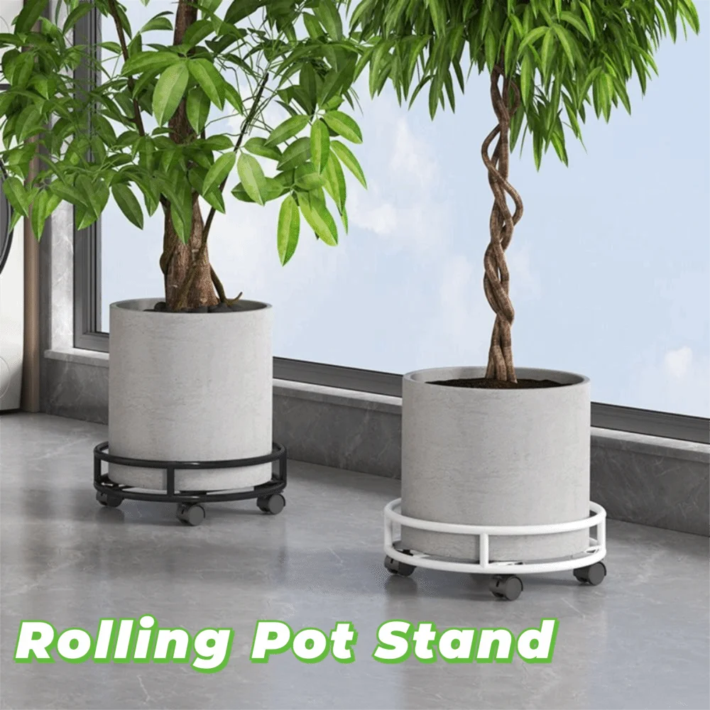 

Sturdy Construction Rolling Plant Pot Stand Movable Lockable Flower Pot Holder with Wheels Non-slip Mobile Flower Pot Tray