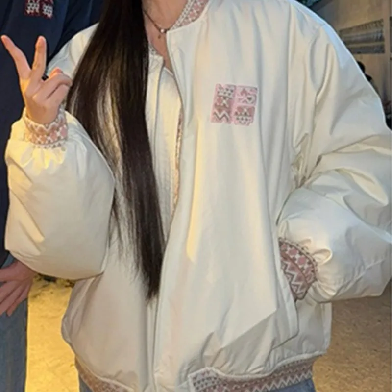 Female Male Winter Tops Coat Cotton-padded Clothes Jacquard Montage Simple Leisure Design Fashion Senior Soft Versatile Thin New