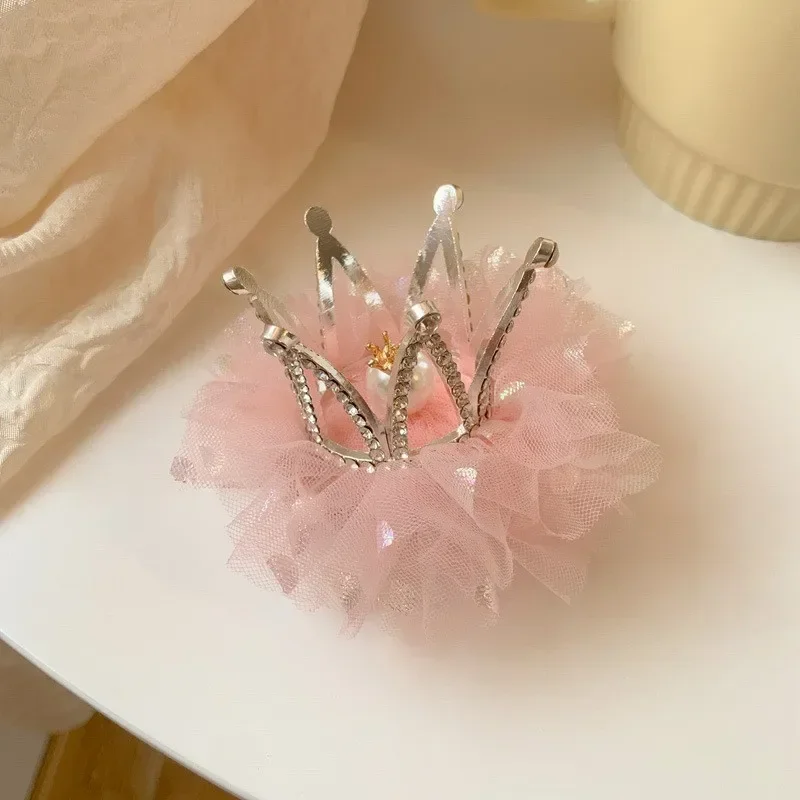 New Princess Children Girl Hairpin Vintage 3D Crown Mesh Hair Clip for Kid Girl Birthday Party Decroative Hair Pin Girls Gift images - 6