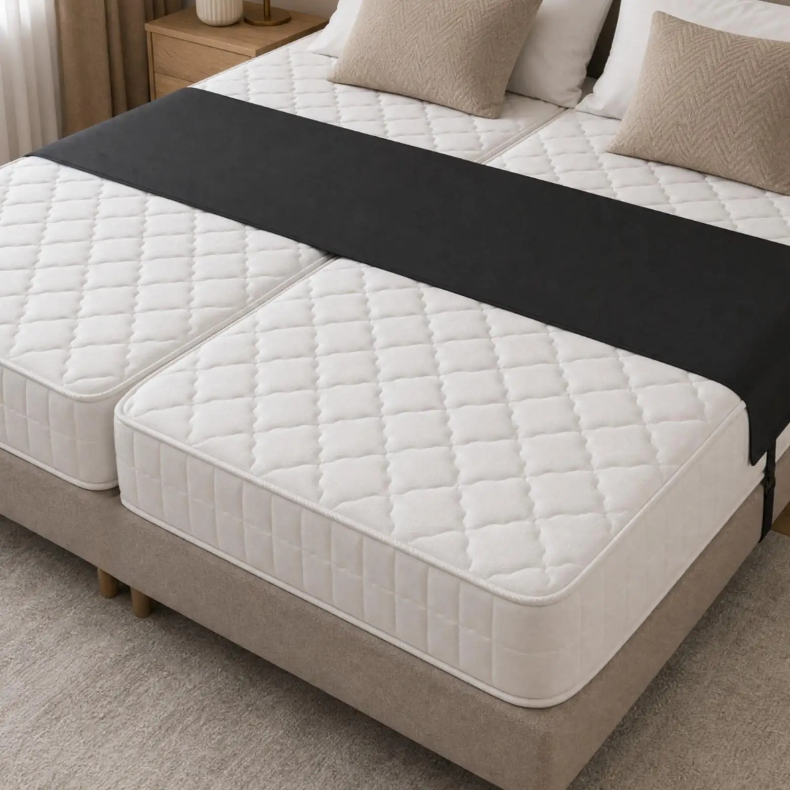 Mattress Connector Strip Materials Mattress Space Bridge with Fastening Straps Seamless Double Bed Space Cover for Home