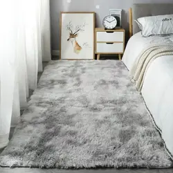 VIKAMA Modern Simple Silk Hair Carpet Household Living Room Bedroom Bedside Sofa Decorative Floor Mat Soft Non-slip Washable Rug