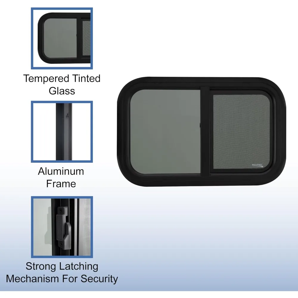 نافذة منزلق أفقية 24 واسعة × 15 على شكل دمعة عالية RV مع زخرفة اختيارية 1.5 للاستبدال