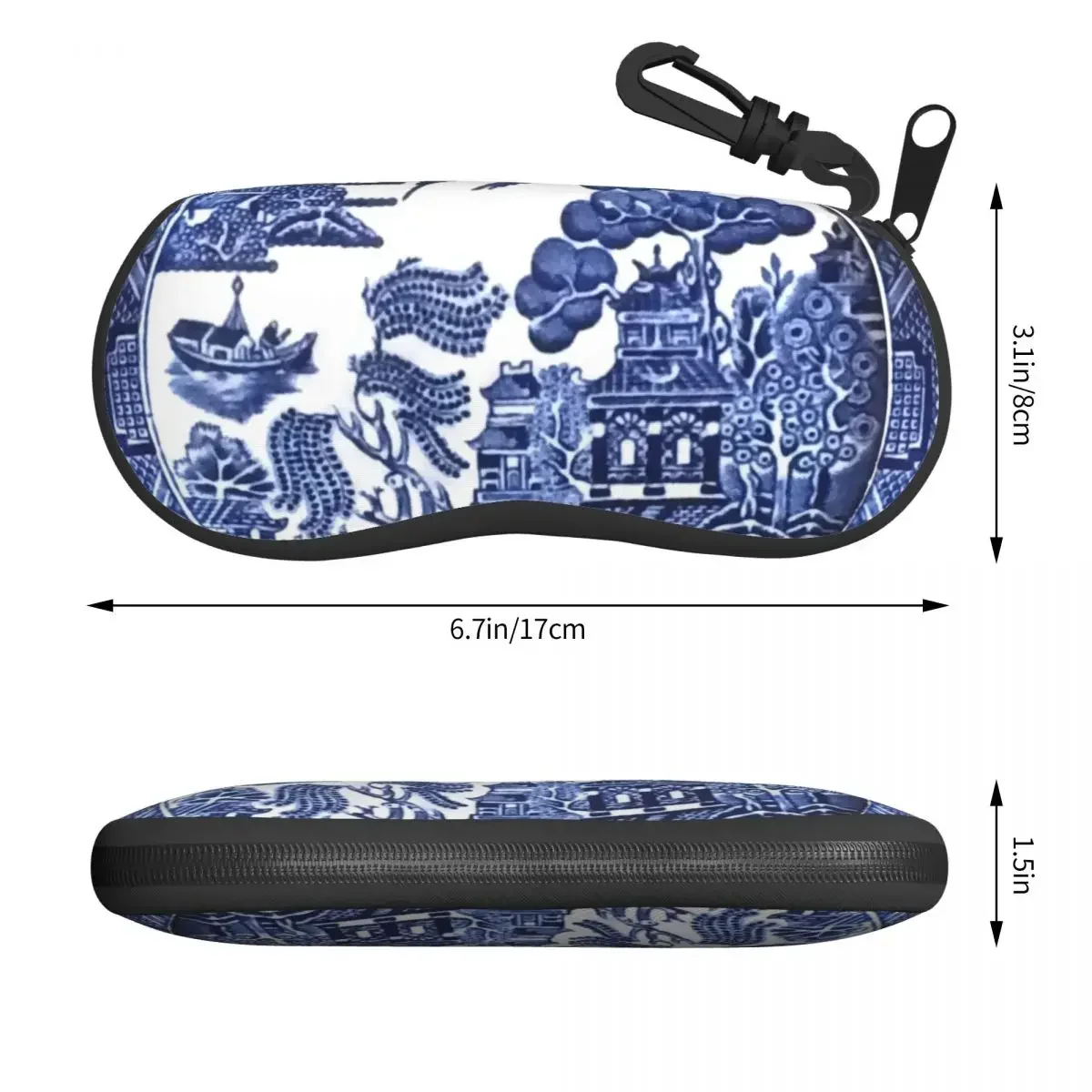 Blue Willow  Shell Eyeglasses Protector Cases Cool Sunglass Case Blue Delft Chinoiserie Glasses Bag