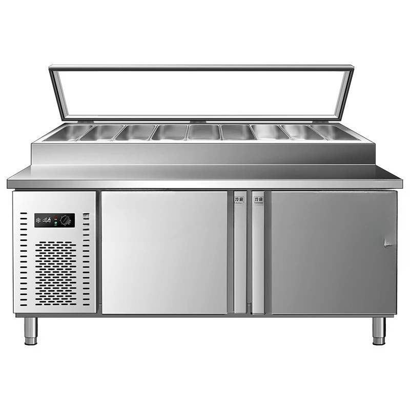 Fresh-keeping display cabinet, commercial refrigerator refrigerated pizza table refrigeration freezer, fruit fishing table i