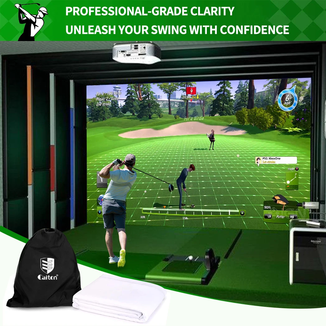 Caiton HD Golf Simulator Impact Screen – Double-Layer, Silent, Durable, 4 Sizes, Indoor & Outdoor, Training Projection Screen