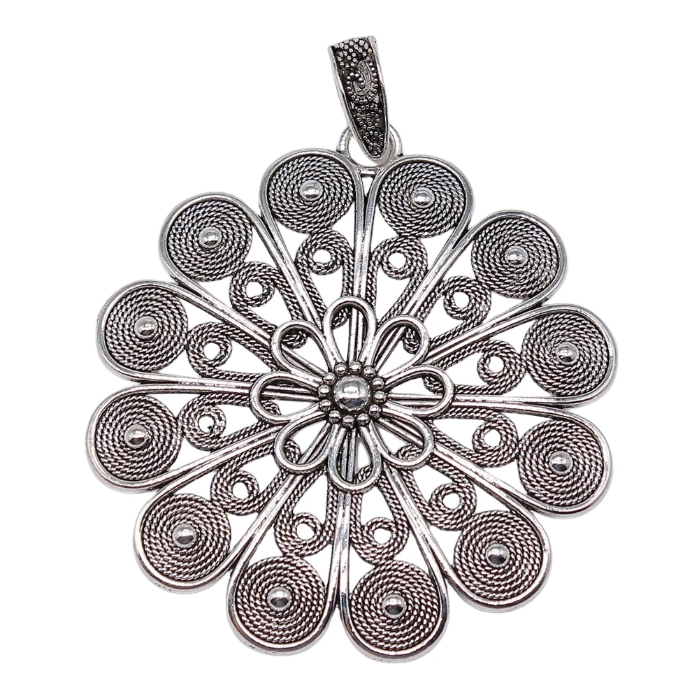 WYSIWYG 1pcs 75x61mm Big Pendants Charm Flower Charm Flower Of Life Charm Big Mandala Pattern Flower