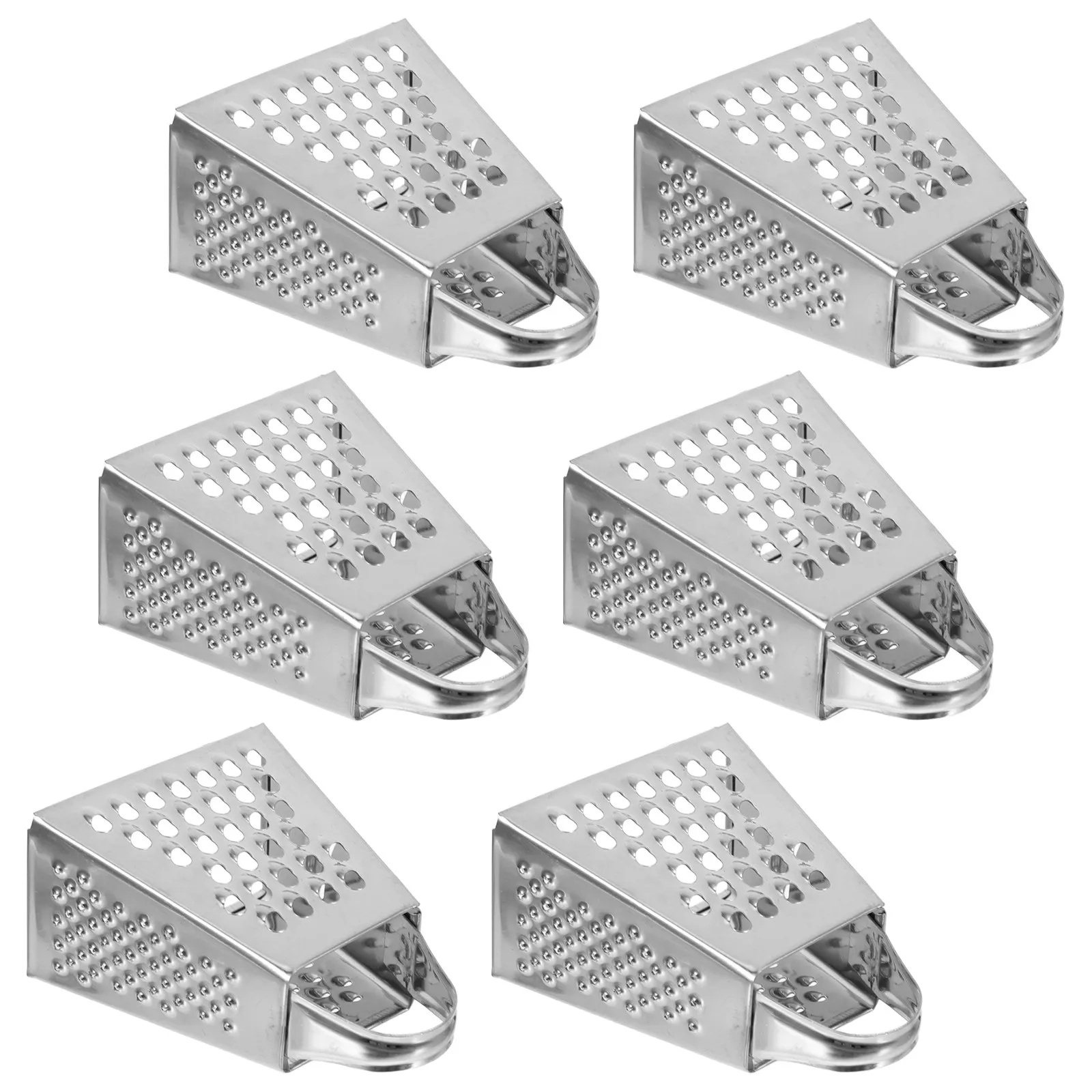 6Pcs Four Sided Stainless Steel Cheese Grater Mini Handheld Kitchen Tool for Vegetable Fruit Garlic Zesting Shredding