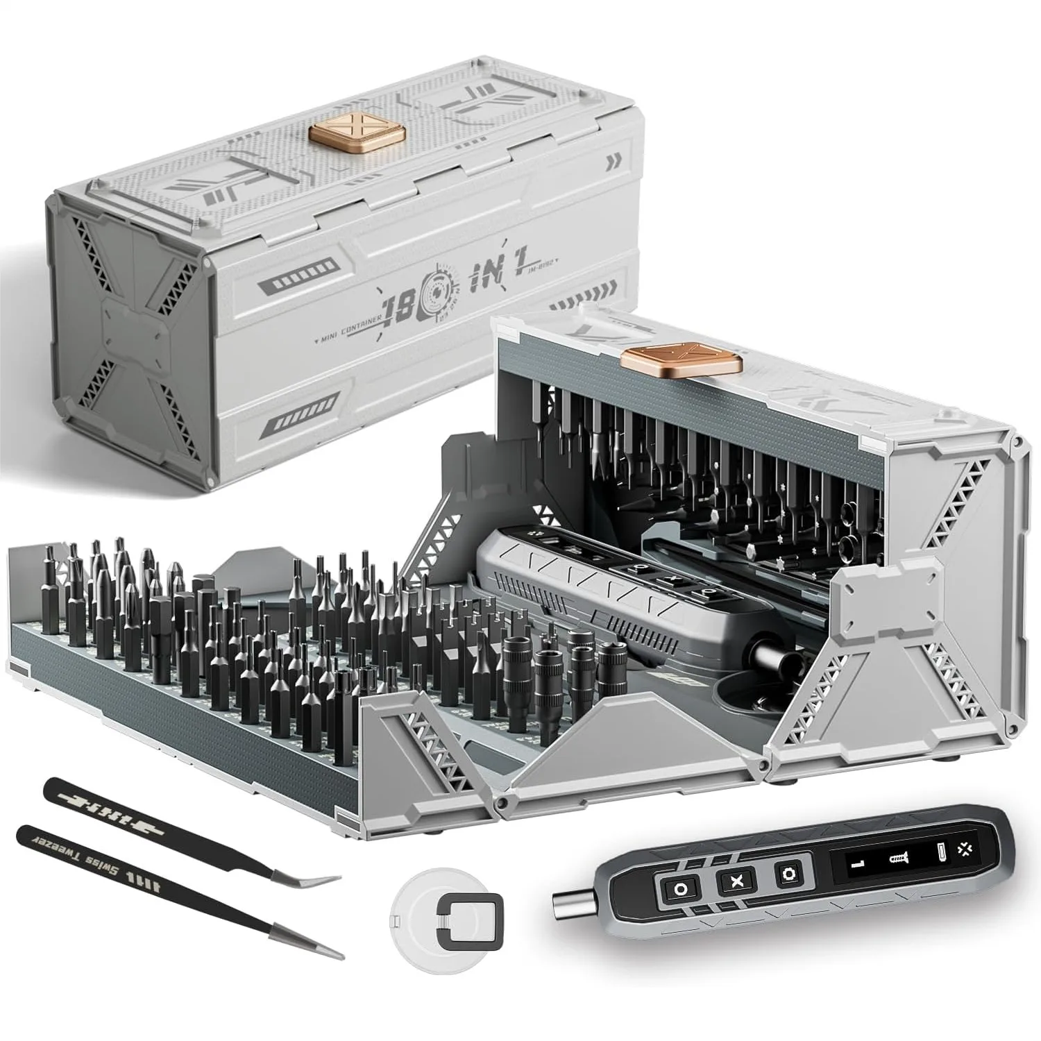 

180 in 1 Electric Screwdriver Set, Power Precision Screwdriver with 3 Torque Modes & 162 Magnetic Bits for Phone, Laptop, Camera