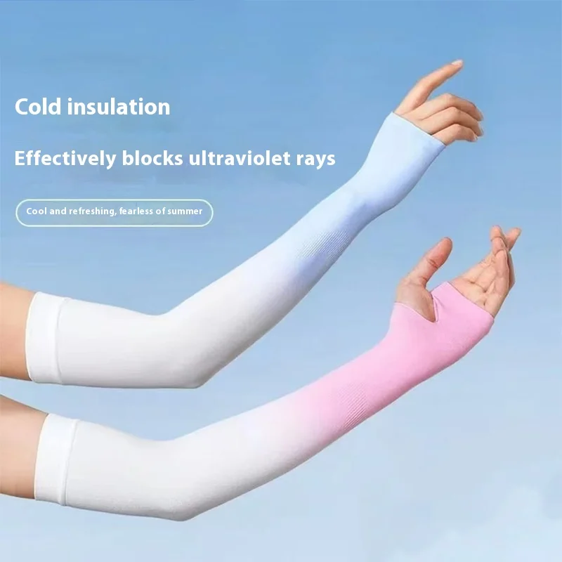 Mangas de brazo de seda de hielo de colores mezclados UPF 50+ protección solar estilo Unisex fresco y transpirable para deportes al aire libre de verano protección UV
