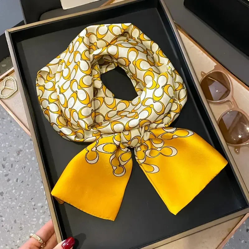 

New Women Silk Feel Printed Design Scarf Shawl Fashion Luxury Long Narrow Small Silk Scarves Ladies Headband Headscarve