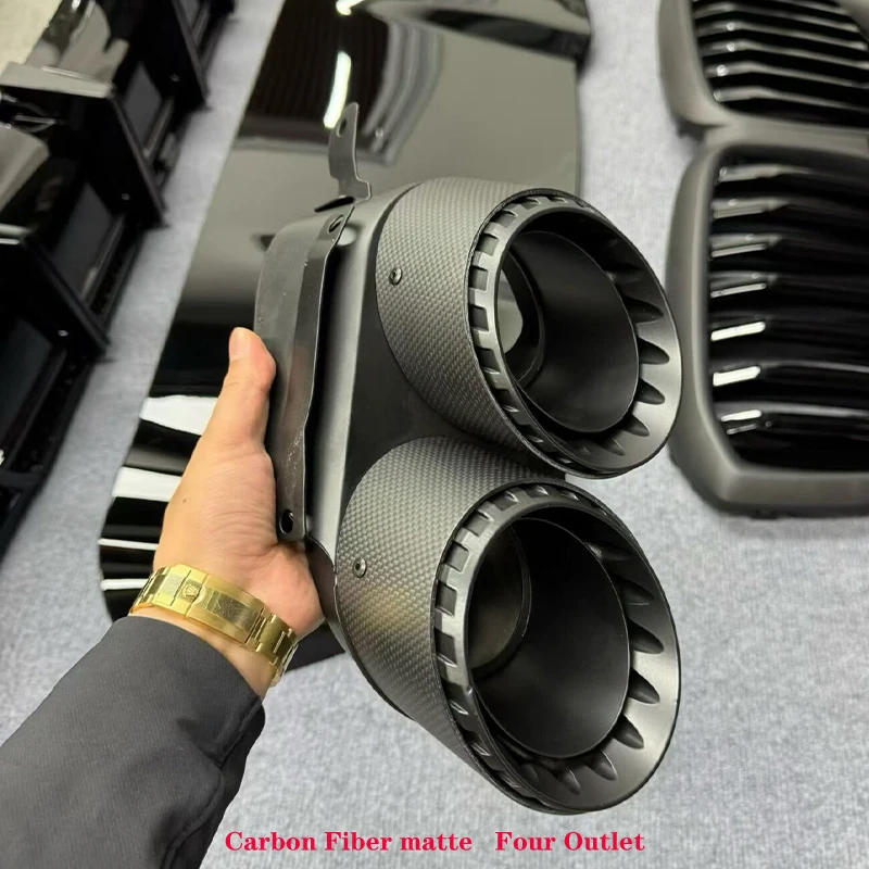 For BMW X5 X6 X7 Rectangle Upgrade M Style Quad Carbon Fiber Exhaust Tip G05 G06 G07 Muffler Tailpipe Upgrade Four Outlet