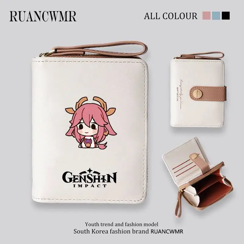 Genshin Impact Anime Yae Miko Game Merchandise Birthday Gift Wallet Coin Purse Unisex Student Foldable Card Holder Ani
