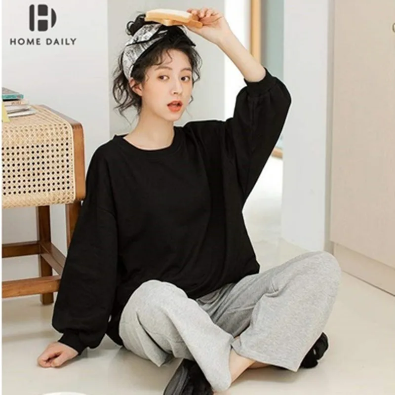 Striped Women Pajamas Set Combed Cotton Pyjama Sweatsuits Pijama Female Loungewear Homewear Sleepwear LongSleeve Top Pants Suit