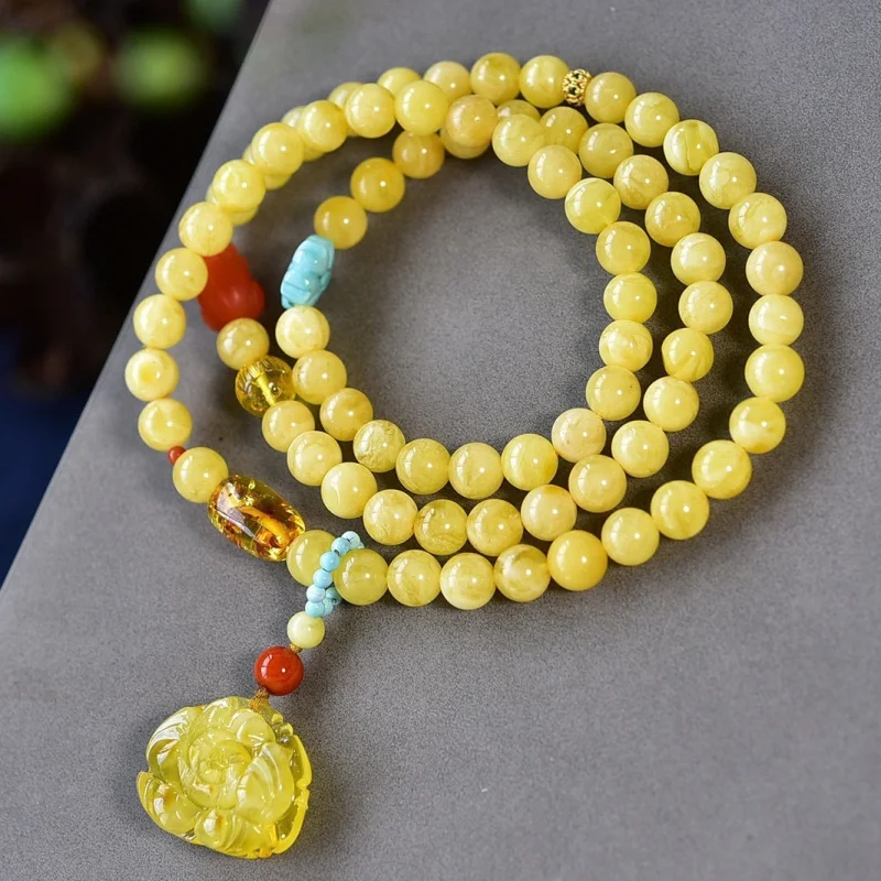 Natural Beeswax Three Circle Bracelet Full White Flower Honey 6.4mm fashion All-match
