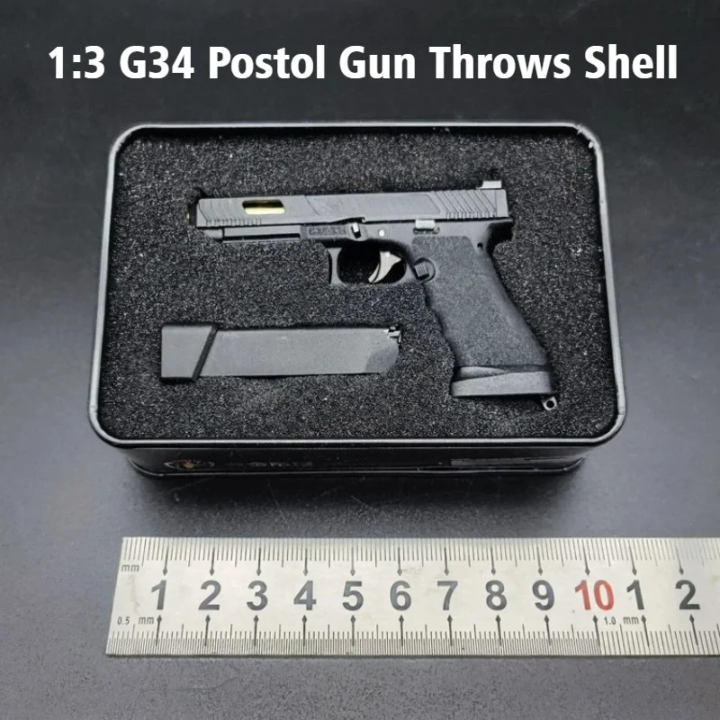 Newest Alloy Empire 1:3 GLK G34 G17 Pistol Gun Keychain Throw The Shell Keychain Model Ornament PUBG Toys Figurines & Miniatures