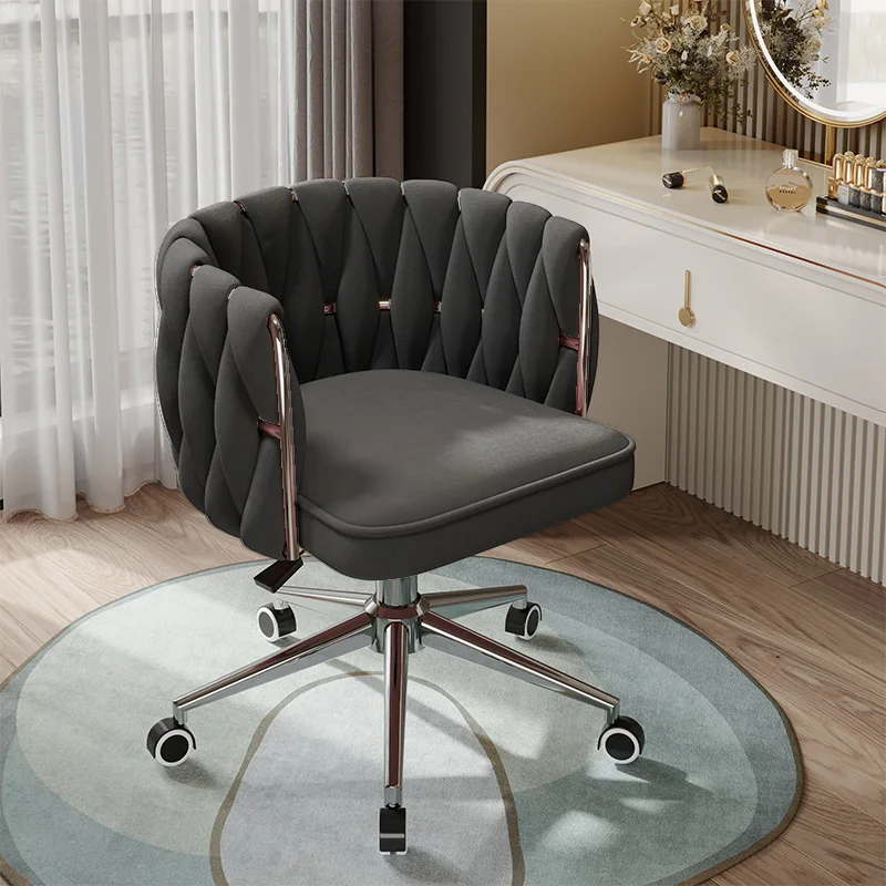 Nordic Luxury Velvet Living Room Chair Computer Chair Bedroom Dressing Stool Front Desk Office Chair INS Anchor Makeup Chair