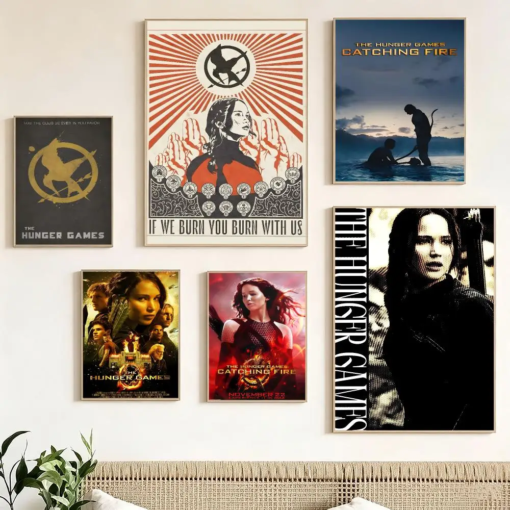 Classic Movie T-The Hunger Games Poster Pegatina artistica HD autoadhesiva impermeable para salon dormitorio