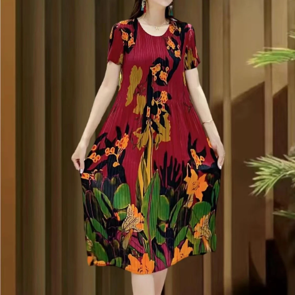 

Folded medium and long pleated skirt is soft and comfortable, breathable, foreign style, high-end meat covering