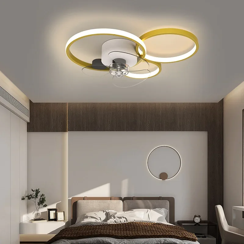 Simple Modern Led Ceiling Lamp With Smart Quiet Fan For Bedroom Restaurant Living Room Remote Control Light Home Decor Fixture