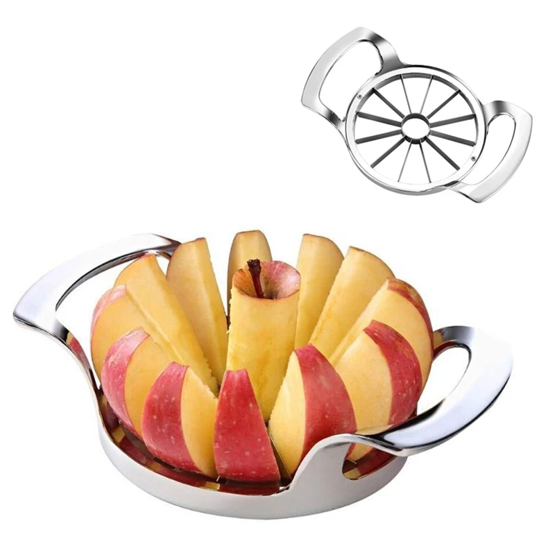 Trancheuse et carottier à pommes en acier inoxydable, coupe-fruits tranchants, manche conviviale ré, confortable à utiliser, outil d'élimination des sante de pomme, 12 lames